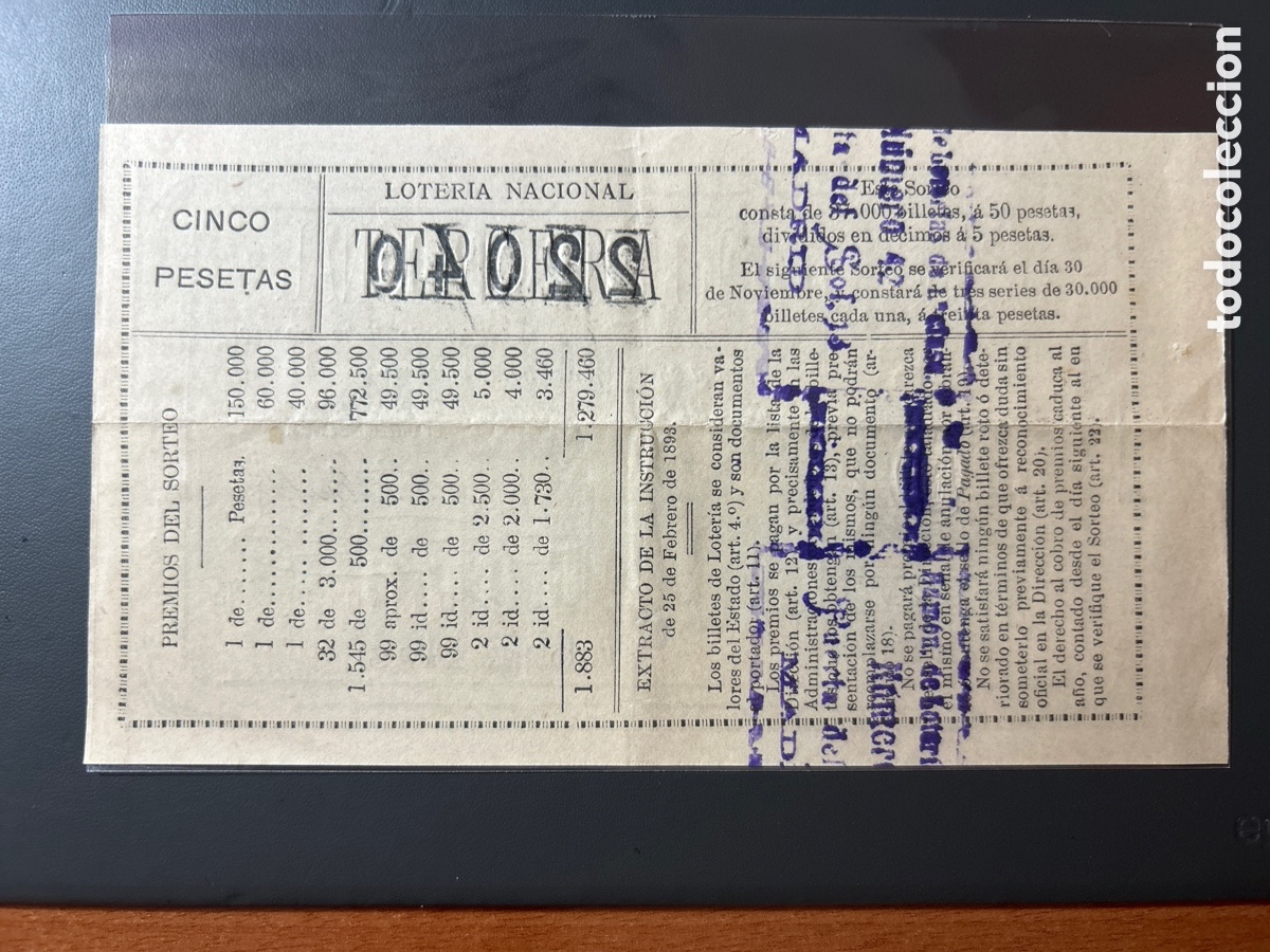 Cupones ONCE: Loteria A&ntilde;o 1909 Sorteo 31 - Foto 2