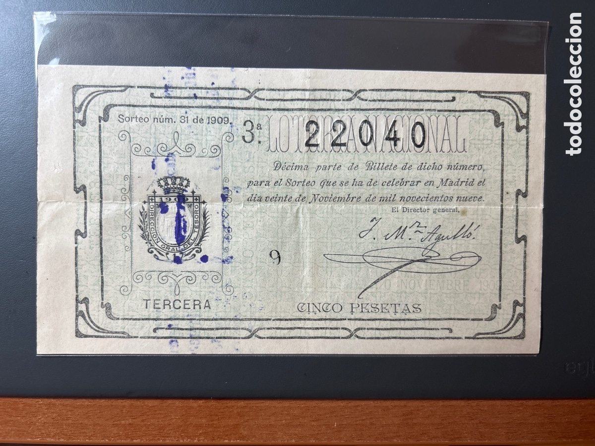 Cupones ONCE: Loteria A&ntilde;o 1909 Sorteo 31 - Foto 1