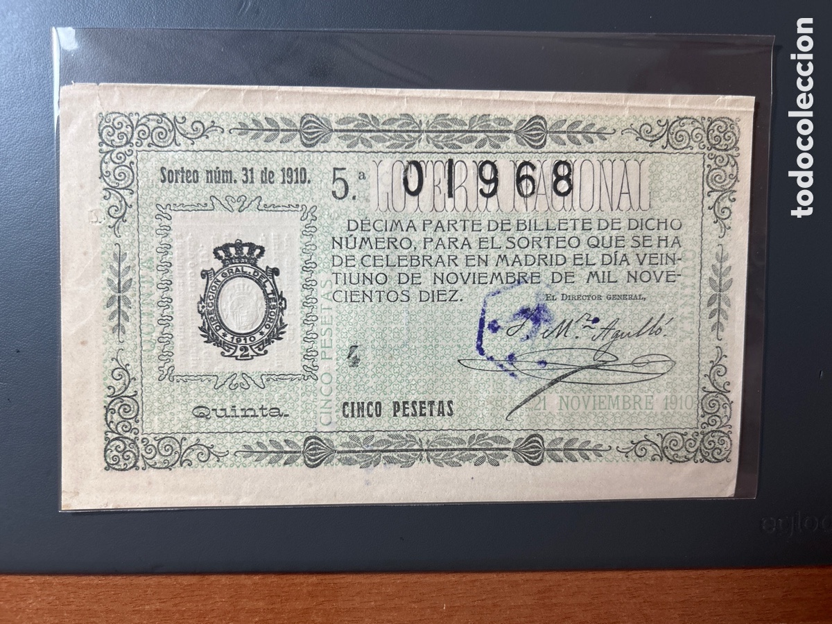 Cupones ONCE: Loteria A&ntilde;o 1910 Sorteo 31 - Foto 1