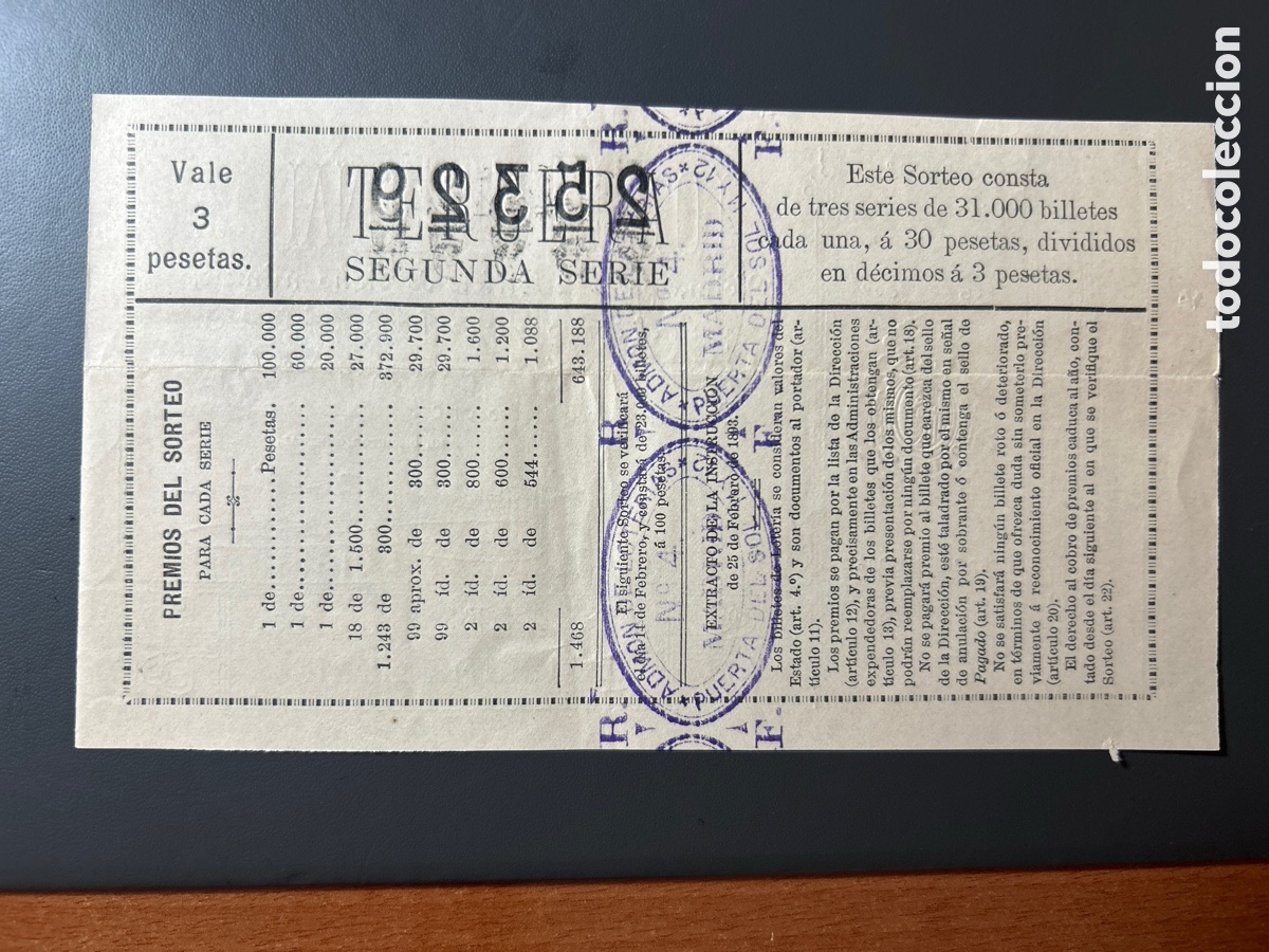 Cupones ONCE: Loteria A&ntilde;o 1911 Sorteo 3 - Foto 2