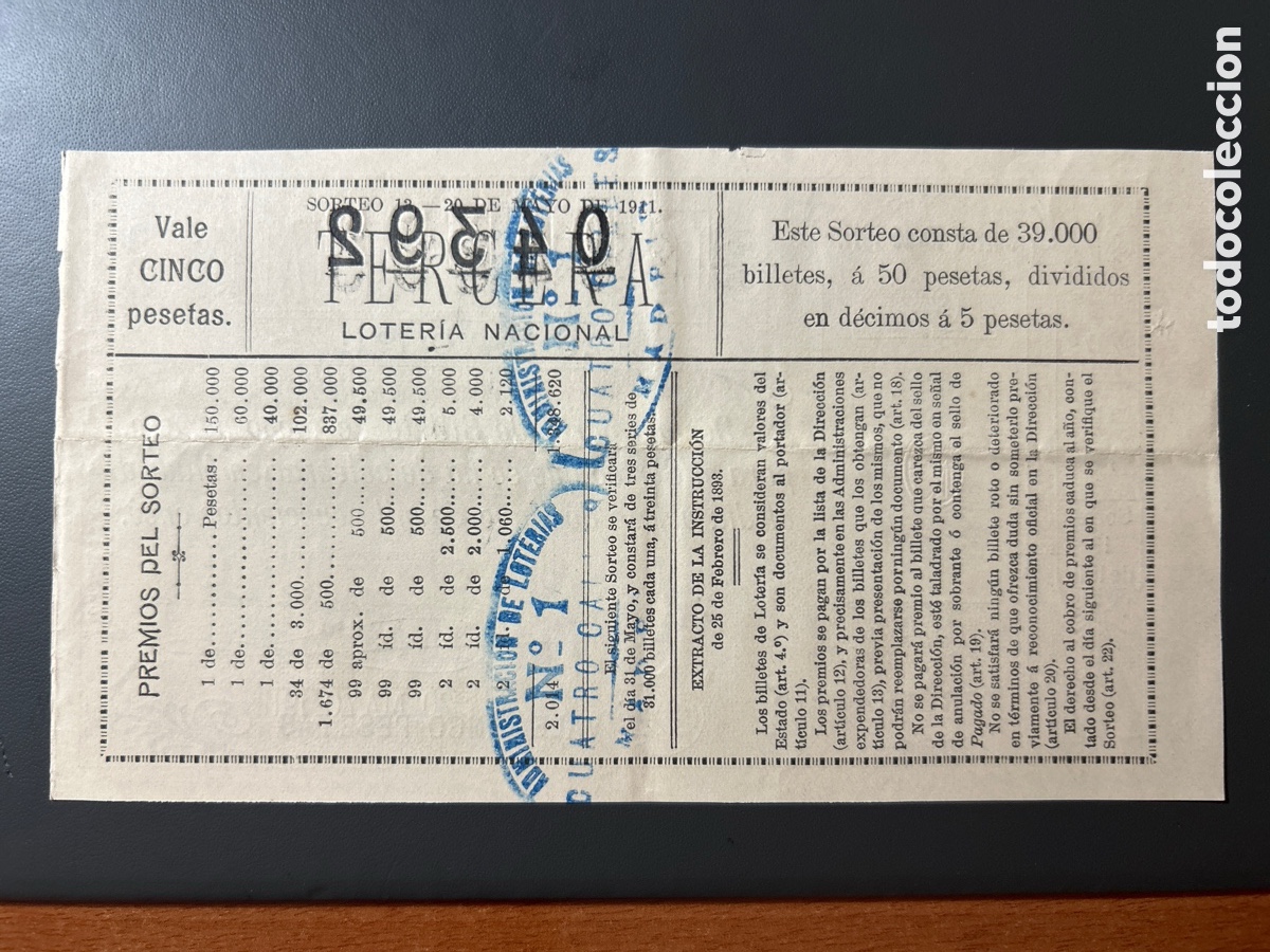Cupones ONCE: Loteria A&ntilde;o 1911 Sorteo 13 - Foto 2