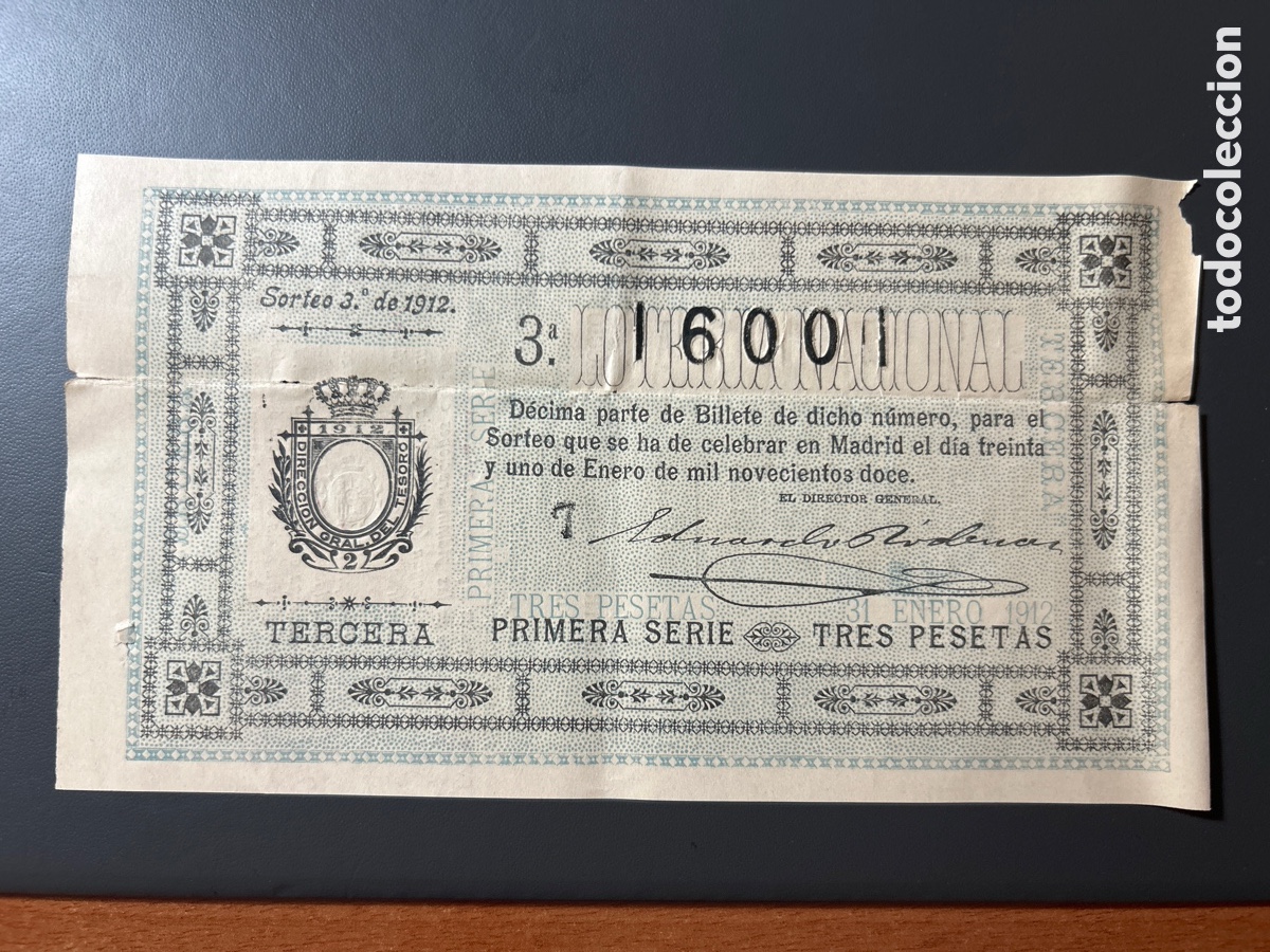 Cupones ONCE: Loteria A&ntilde;o 1912 Sorteo 3 - Foto 1