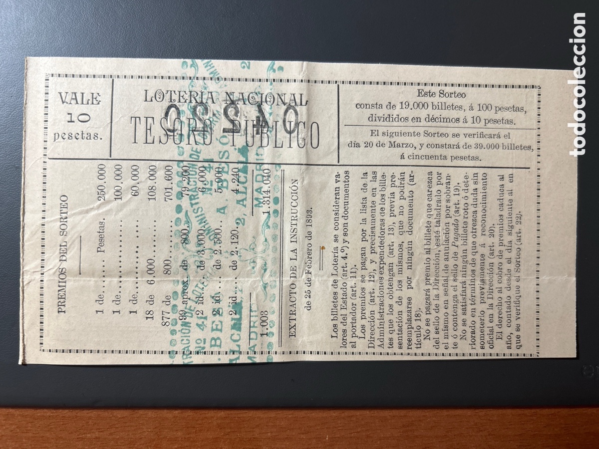 Cupones ONCE: Loteria A&ntilde;o 1912 Sorteo 6 - Foto 2