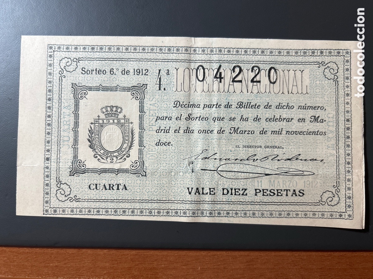 Cupones ONCE: Loteria A&ntilde;o 1912 Sorteo 6 - Foto 1