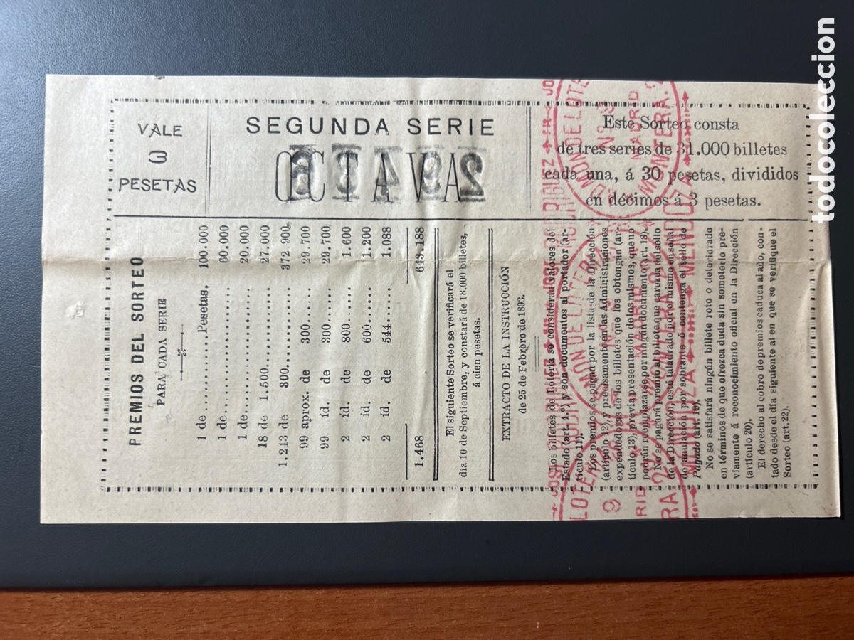 Cupones ONCE: Loteria A&ntilde;o 1912 Sorteo 23 - Foto 2