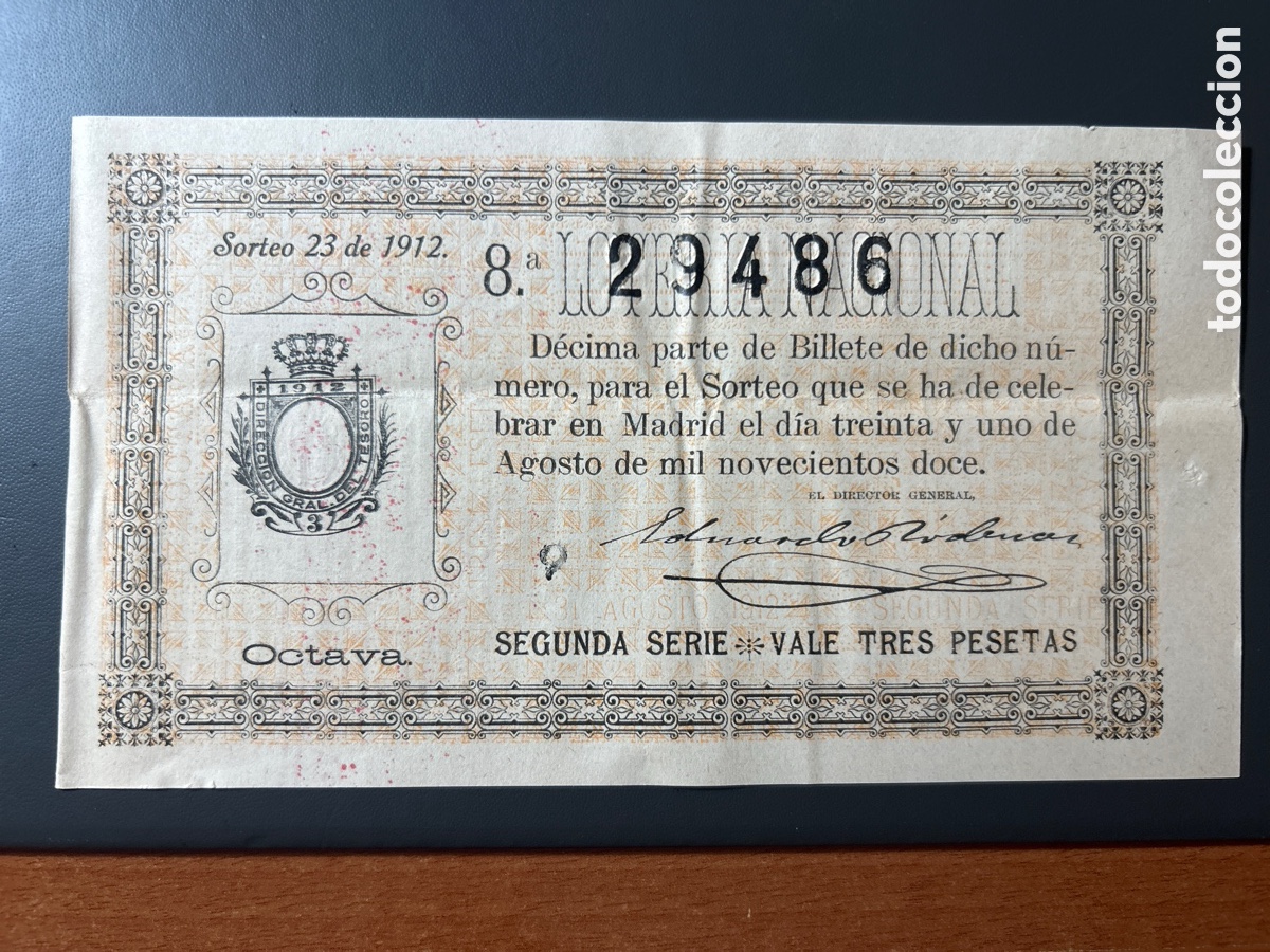 Cupones ONCE: Loteria A&ntilde;o 1912 Sorteo 23 - Foto 1