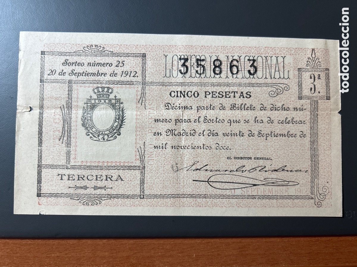Cupones ONCE: Loteria A&ntilde;o 1912 Sorteo 25 - Foto 1