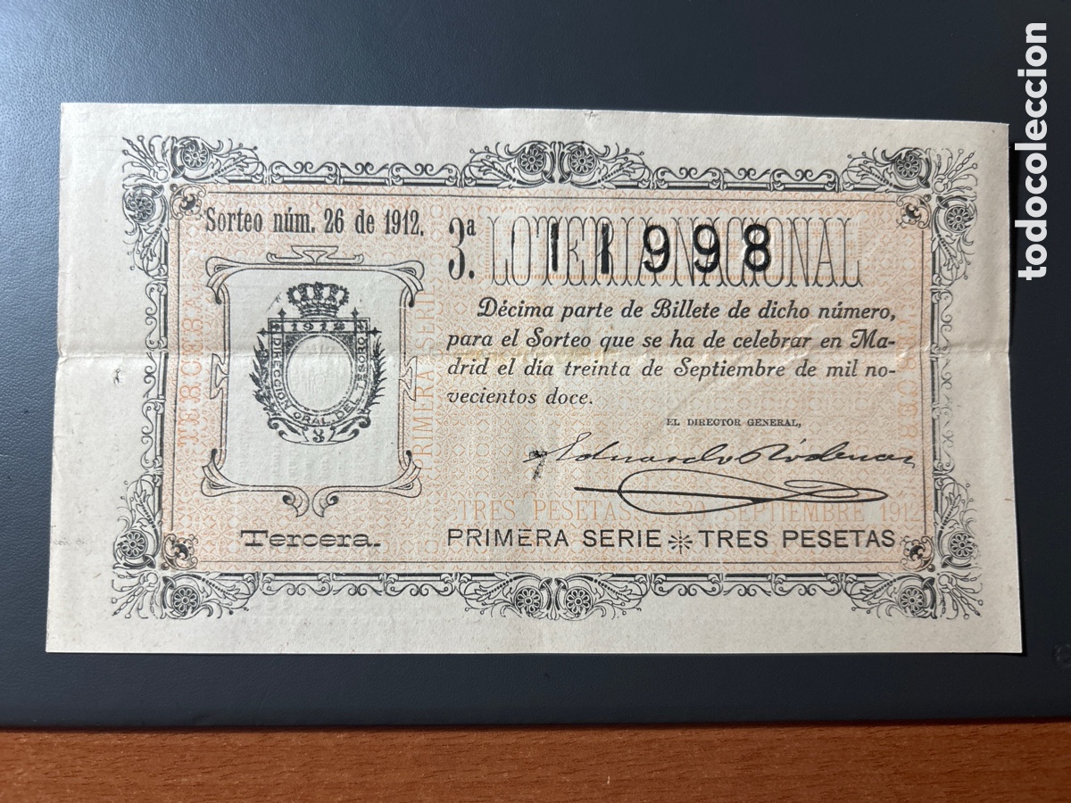 Cupones ONCE: Loteria A&ntilde;o 1912 Sorteo 26 - Foto 1