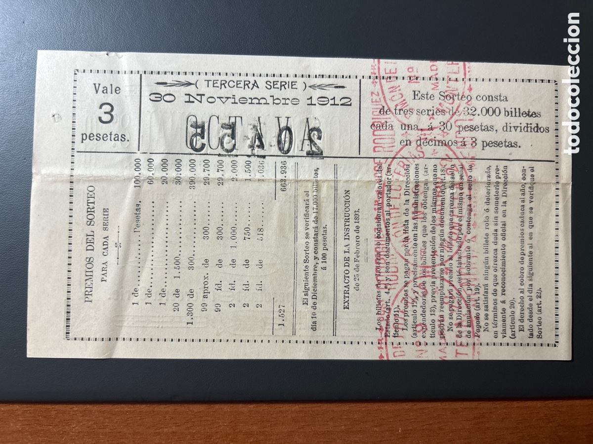 Cupones ONCE: Loteria A&ntilde;o 1912 Sorteo 32 - Foto 2