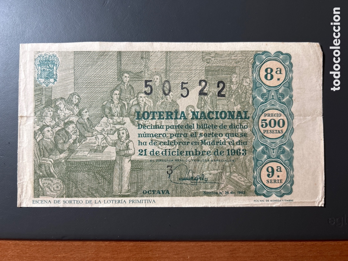 Cupones ONCE: Loteria A&ntilde;o 1963 Sorteo 36 Navidad - Foto 1