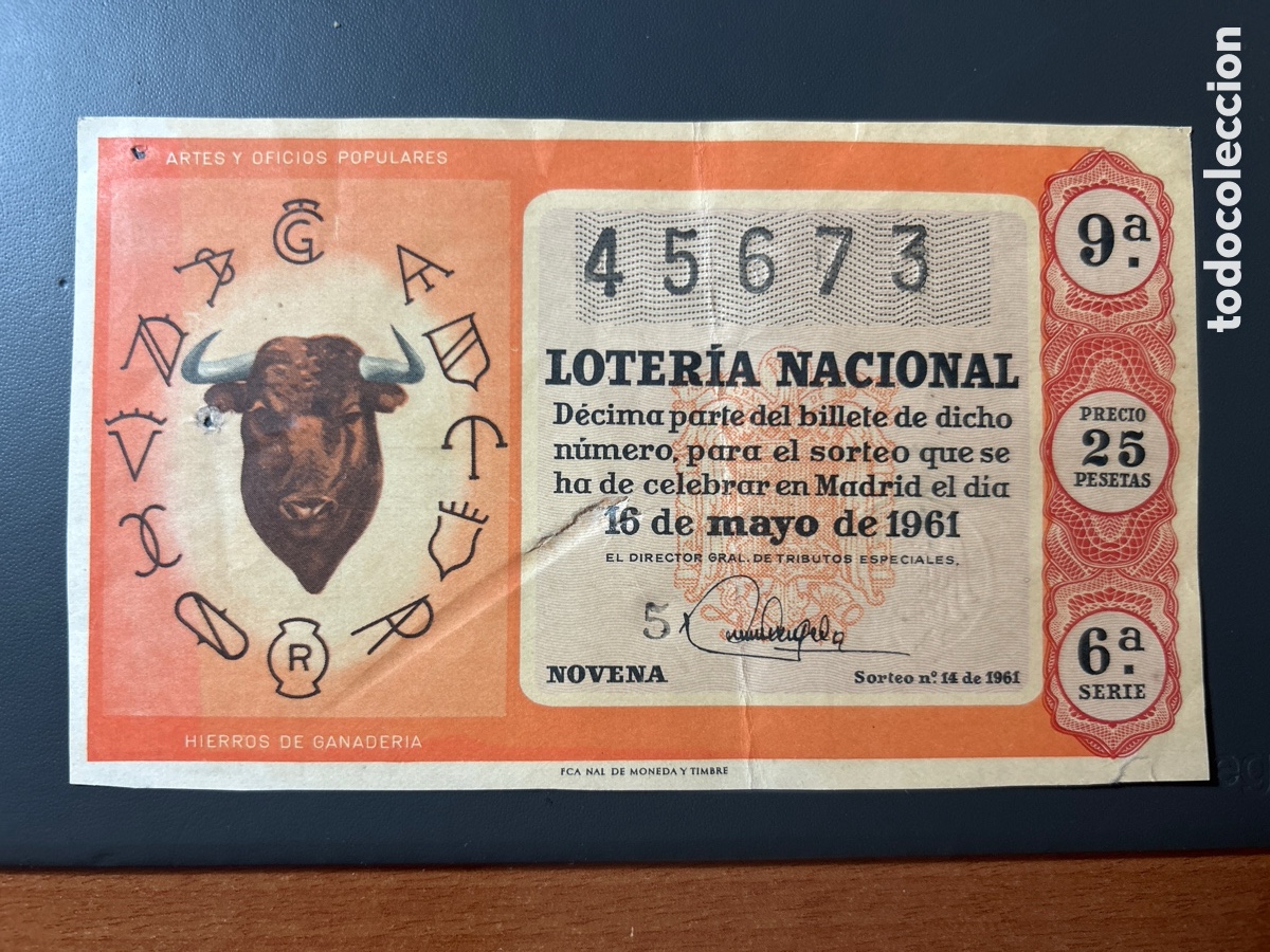 Cupones ONCE: Loteria A&ntilde;o 1961 Sorteo 14 - Foto 1