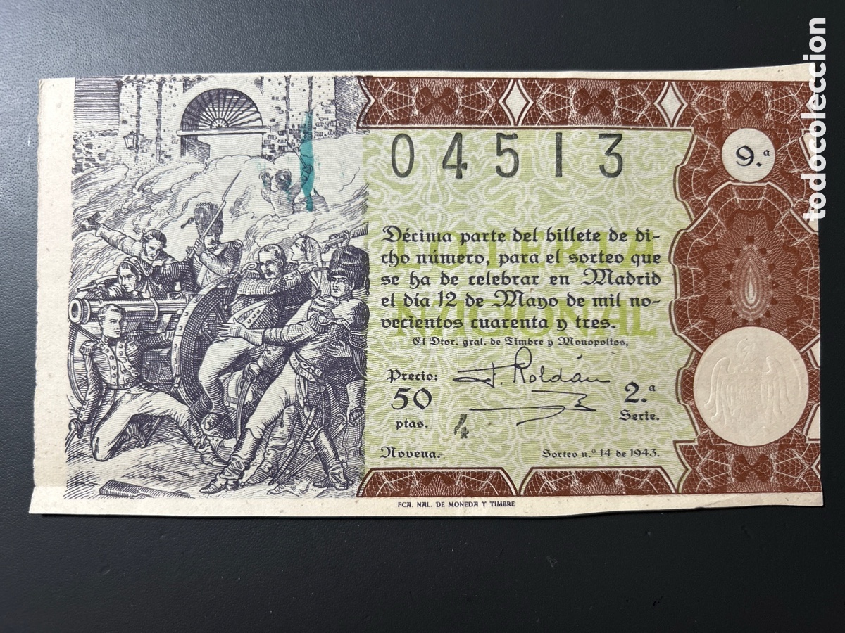 Cupones ONCE: Loteria A&ntilde;o 1943 Sorteo 14 - Foto 1