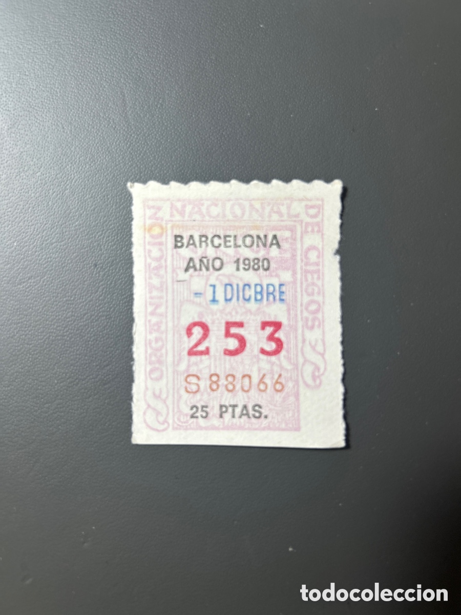 Cupones ONCE: Cupon Once A&ntilde;o 1980 Barcelona 1 Dic N&uacute;m 253 - Foto 1