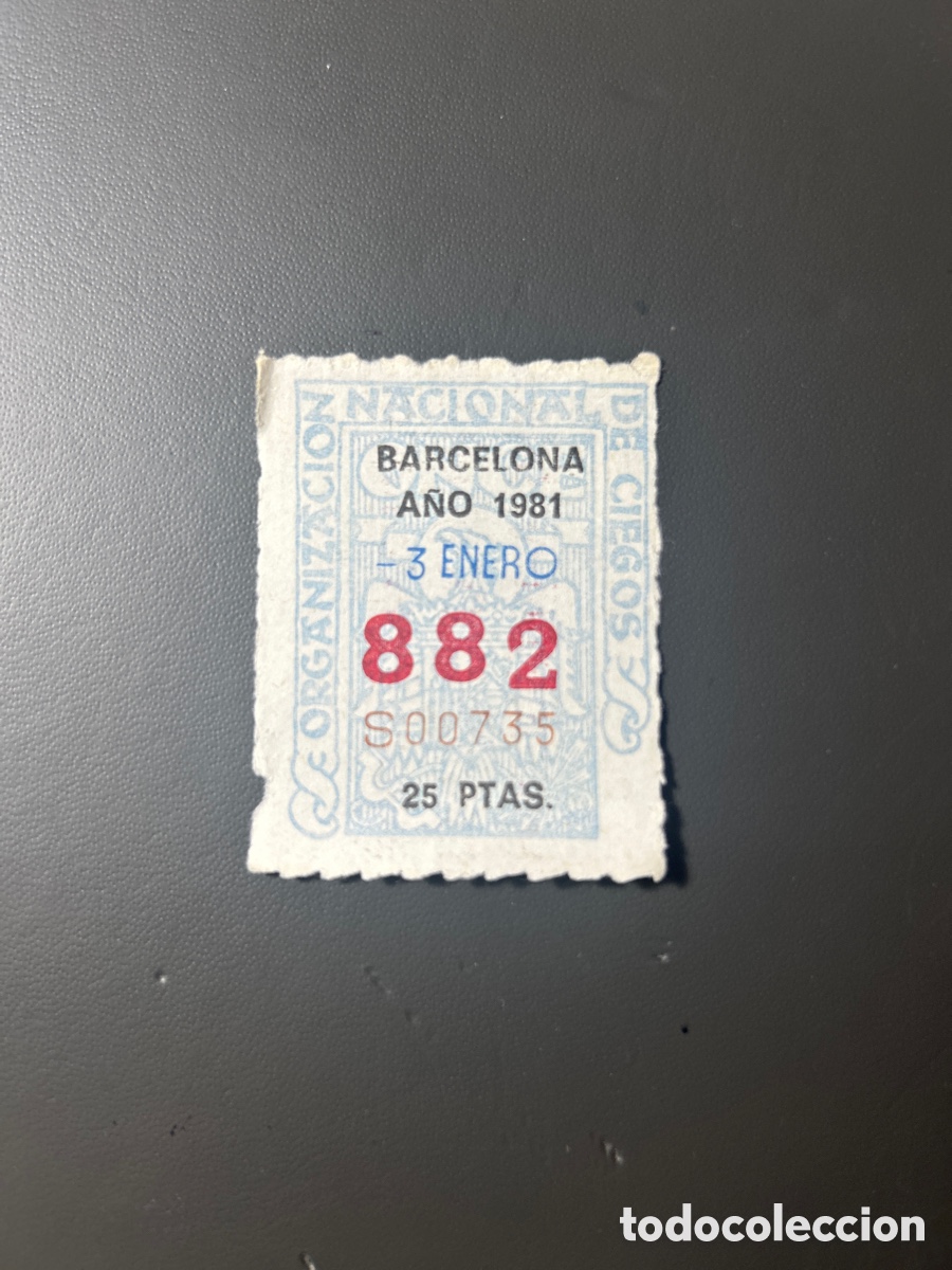 Cupones ONCE: Cupon Once A&ntilde;o 1981 Barcelona 3 Enero N&uacute;m 882 - Foto 1