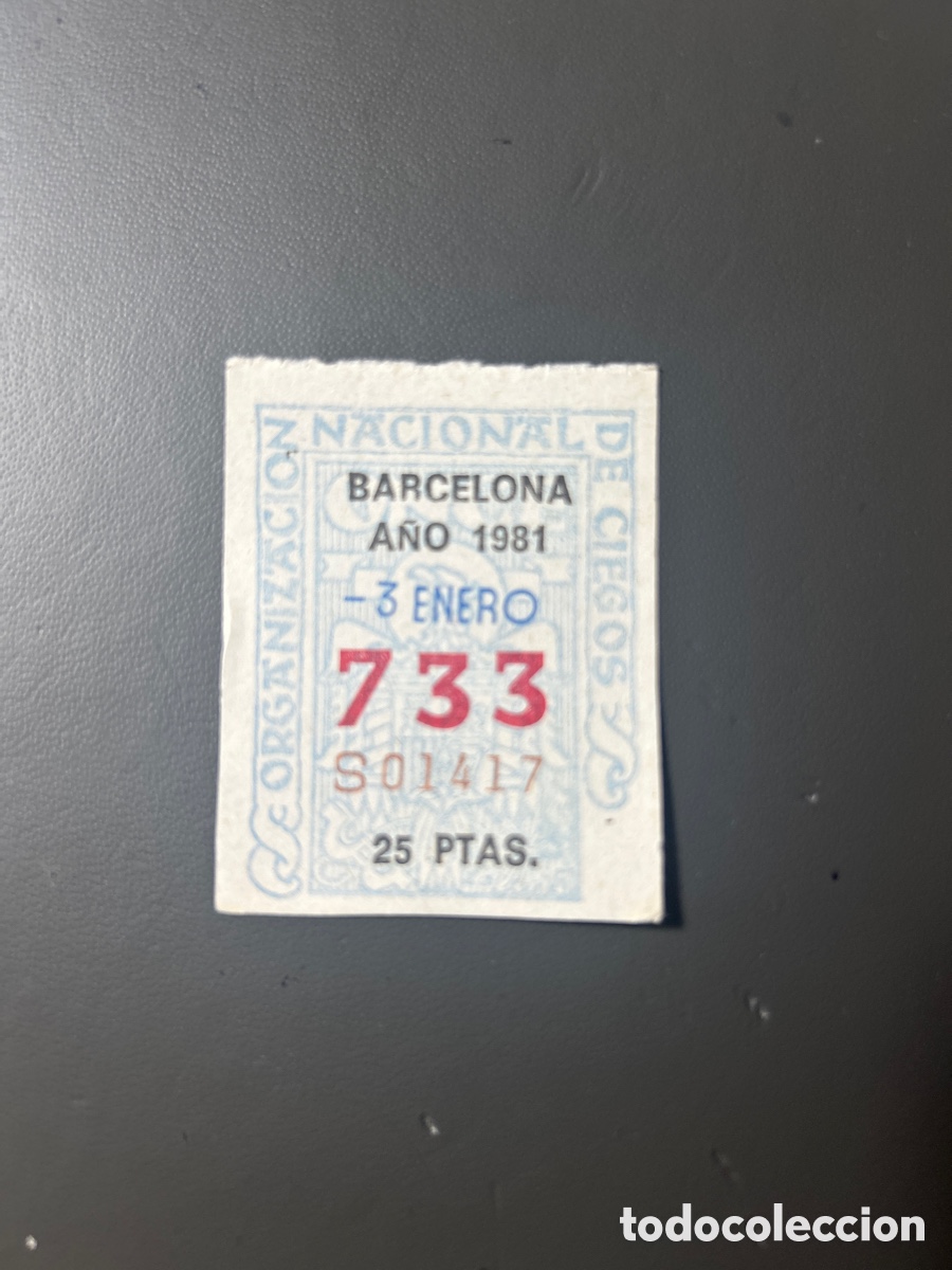 Cupones ONCE: Cupon Once A&ntilde;o 1981 Barcelona 3 Enero N&uacute;m 733 - Foto 1