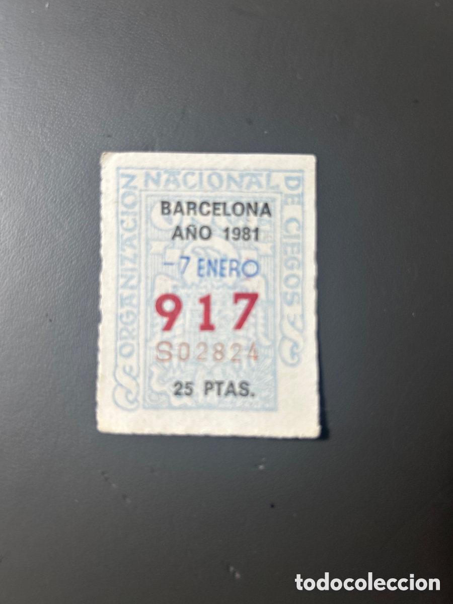 Cupones ONCE: Cupon Once A&ntilde;o 1981 Barcelona 7 Enero N&uacute;m 917 - Foto 1
