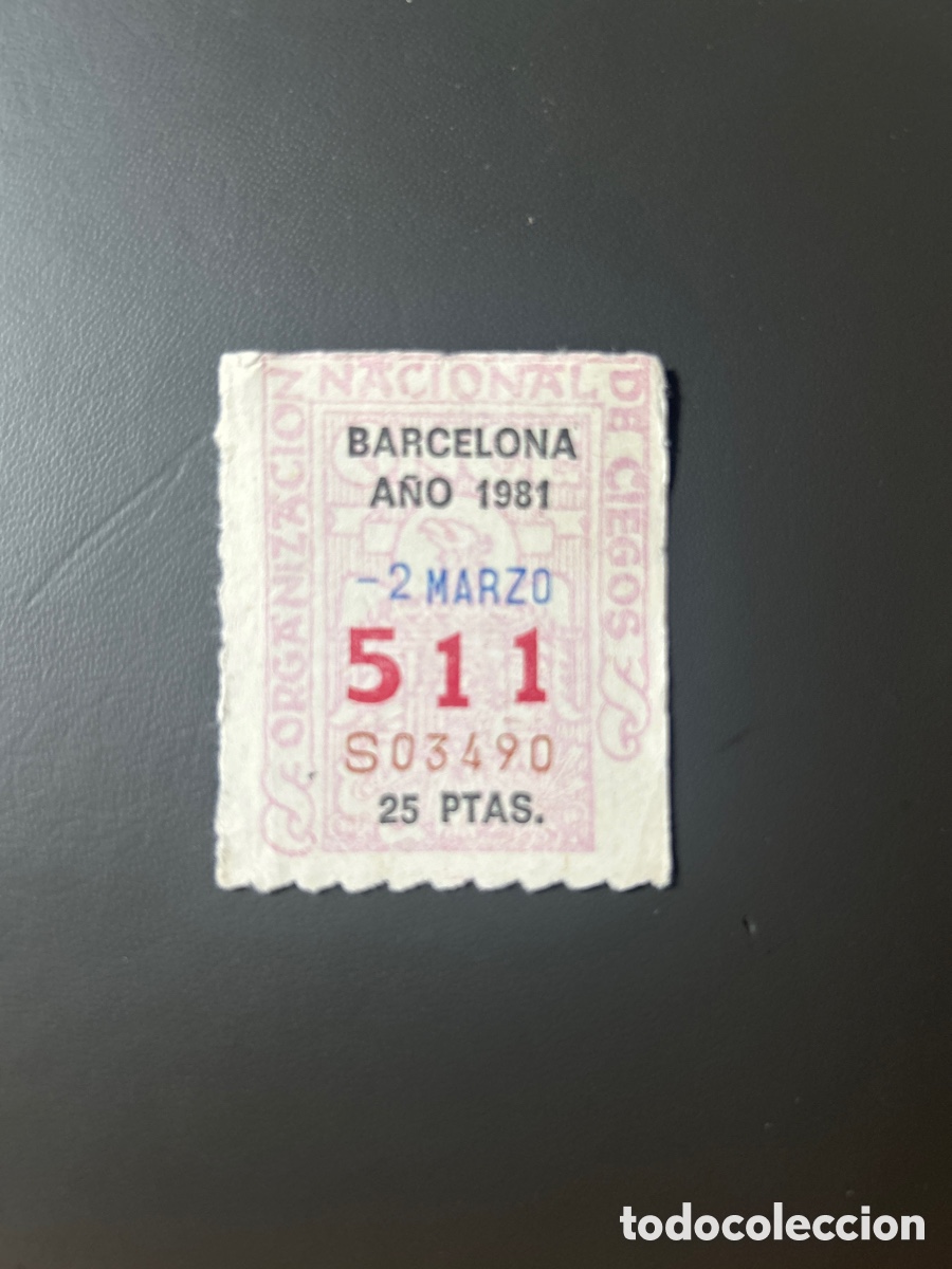 Cupones ONCE: Cupon Once A&ntilde;o 1981 Barcelona 2 Marzo N&uacute;m 511 - Foto 1