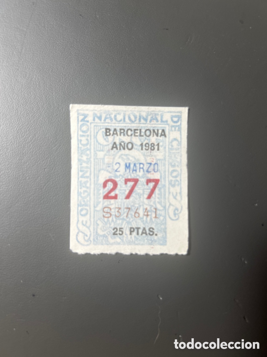 Cupones ONCE: Cupon Once A&ntilde;o 1981 Barcelona 2 Marzo N&uacute;m 277 - Foto 1