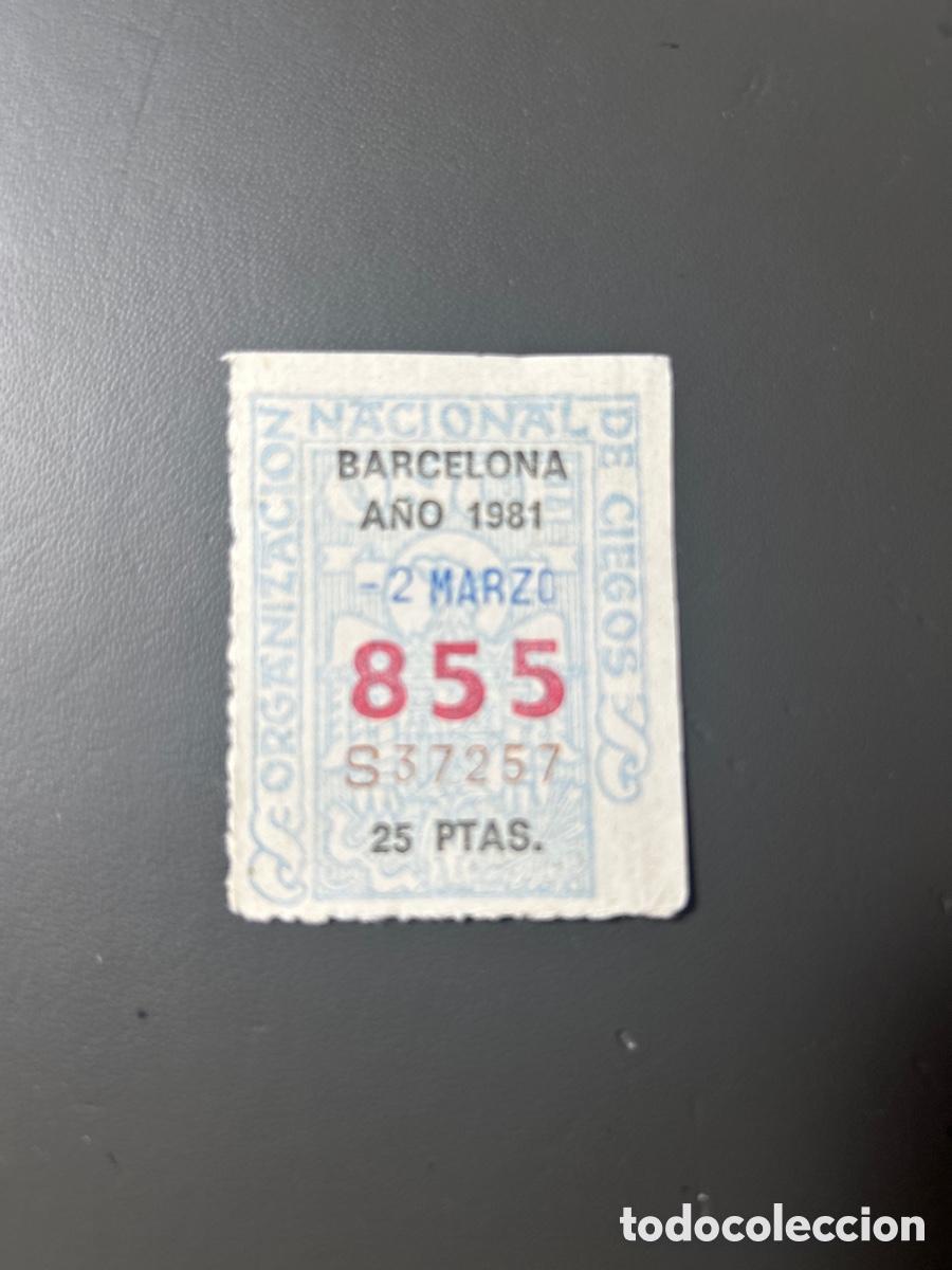 Cupones ONCE: Cupon Once A&ntilde;o 1981 Barcelona 2 Marzo N&uacute;m 855 - Foto 1