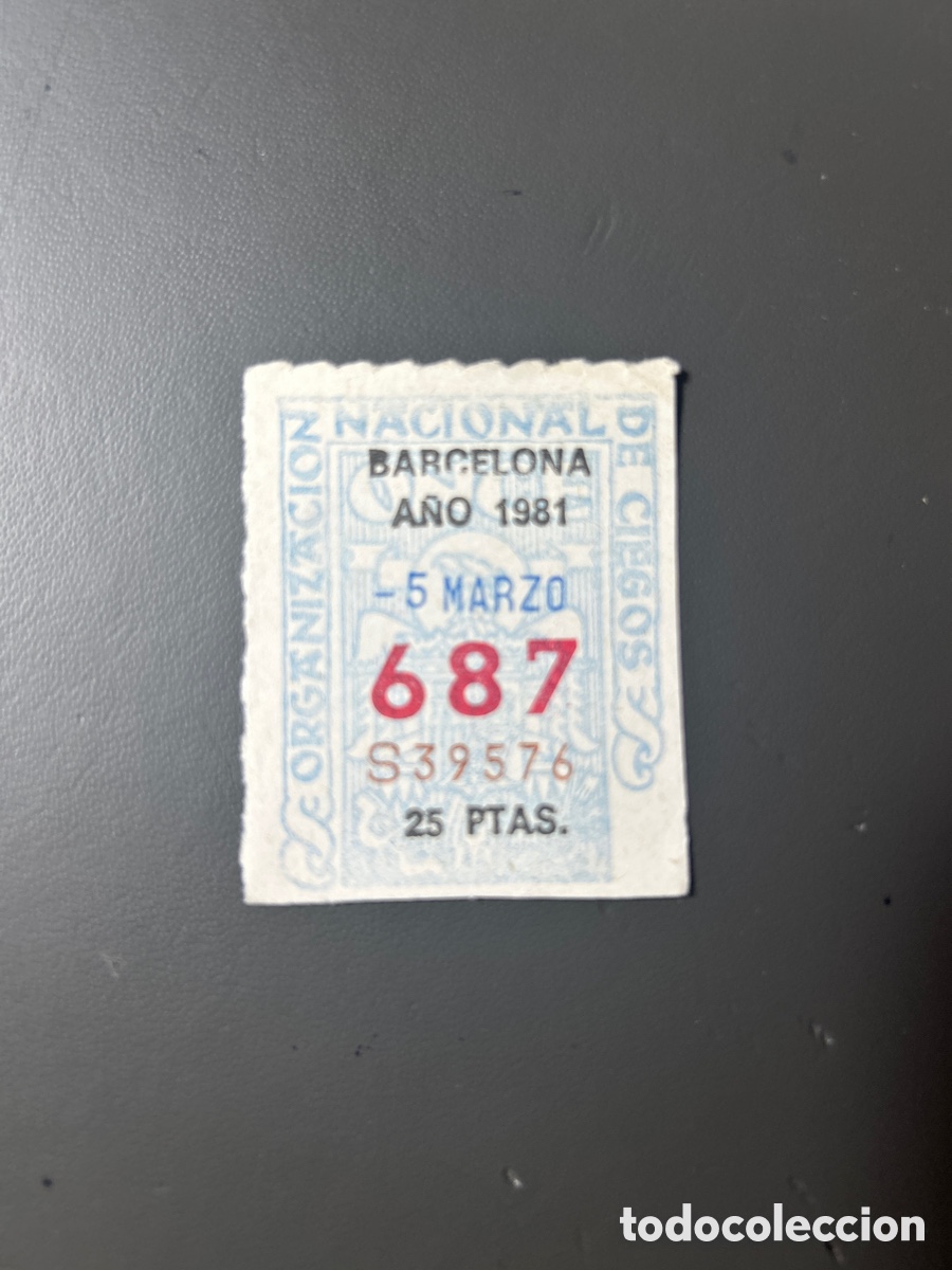 Cupones ONCE: Cupon Once A&ntilde;o 1981 Barcelona 5 Marzo N&uacute;m 687 - Foto 1