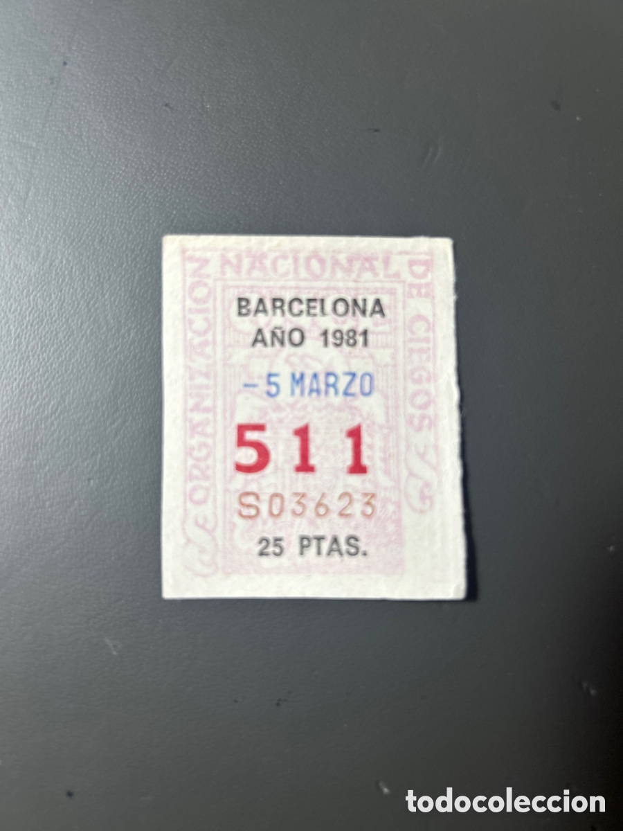 Cupones ONCE: Cupon Once A&ntilde;o 1981 Barcelona 5 Marzo N&uacute;m 511 - Foto 1