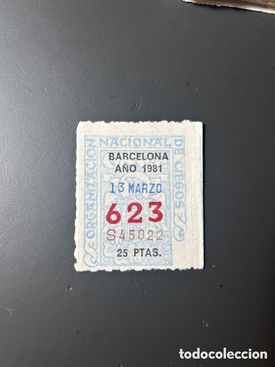 Cupones ONCE: Cupon Once A&ntilde;o 1981 Barcelona 13 Marzo N&uacute;m 623 - Foto 1