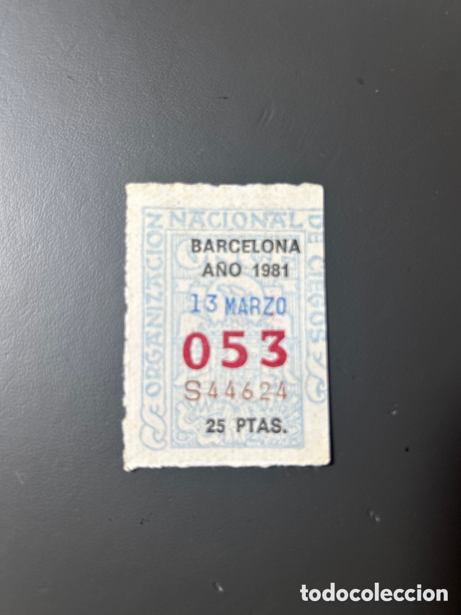 Cupones ONCE: Cupon Once A&ntilde;o 1981 Barcelona 13 Marzo N&uacute;m 053 - Foto 1