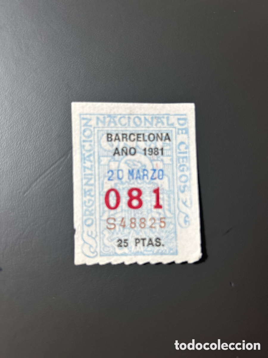 Cupones ONCE: Cupon Once A&ntilde;o 1981 Barcelona 20 Marzo N&uacute;m 081 - Foto 1