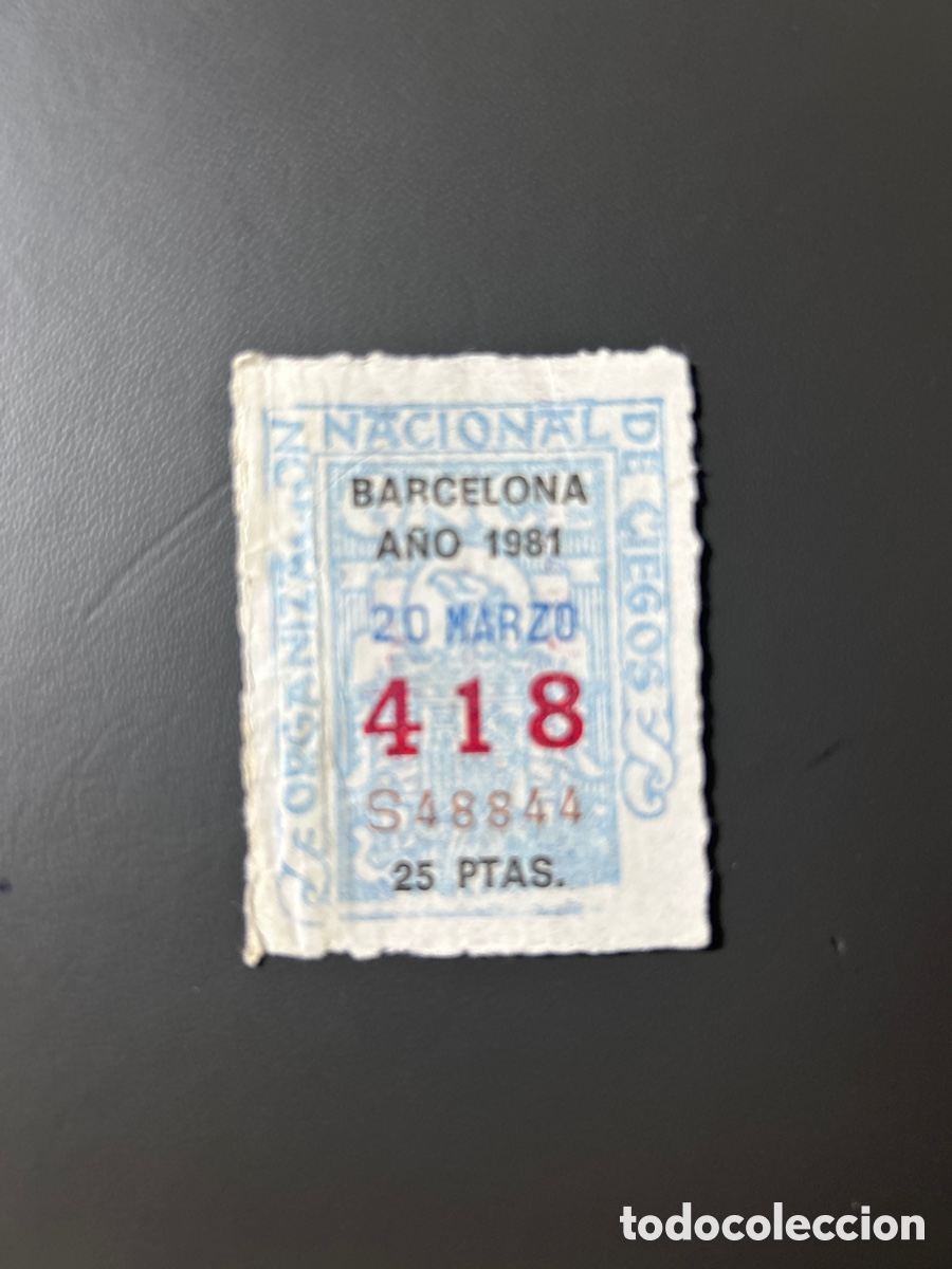 Cupones ONCE: Cupon Once A&ntilde;o 1981 Barcelona 20 Marzo N&uacute;m 418 - Foto 1