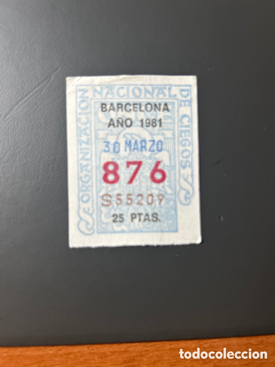 Cupones ONCE: Cupon Once A&ntilde;o 1981 Barcelona 30 Marzo N&uacute;m 876 - Foto 1