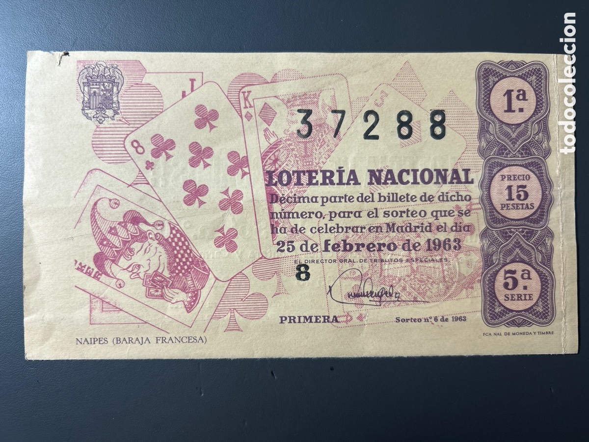 Cupones ONCE: Loteria A&ntilde;o 1963 Sorteo 6 - Foto 1
