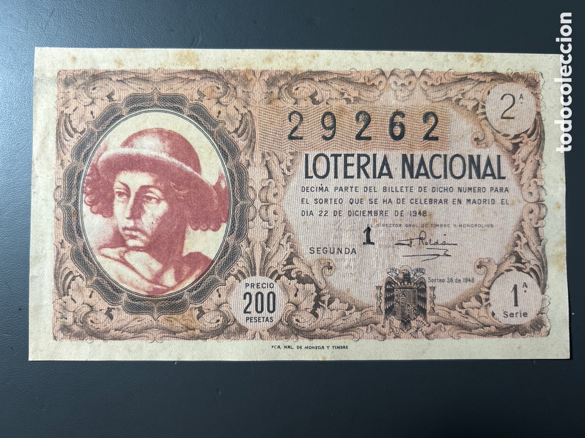 Cupones ONCE: Loteria A&ntilde;o 1948 Sorteo 36 Navidad - Foto 1