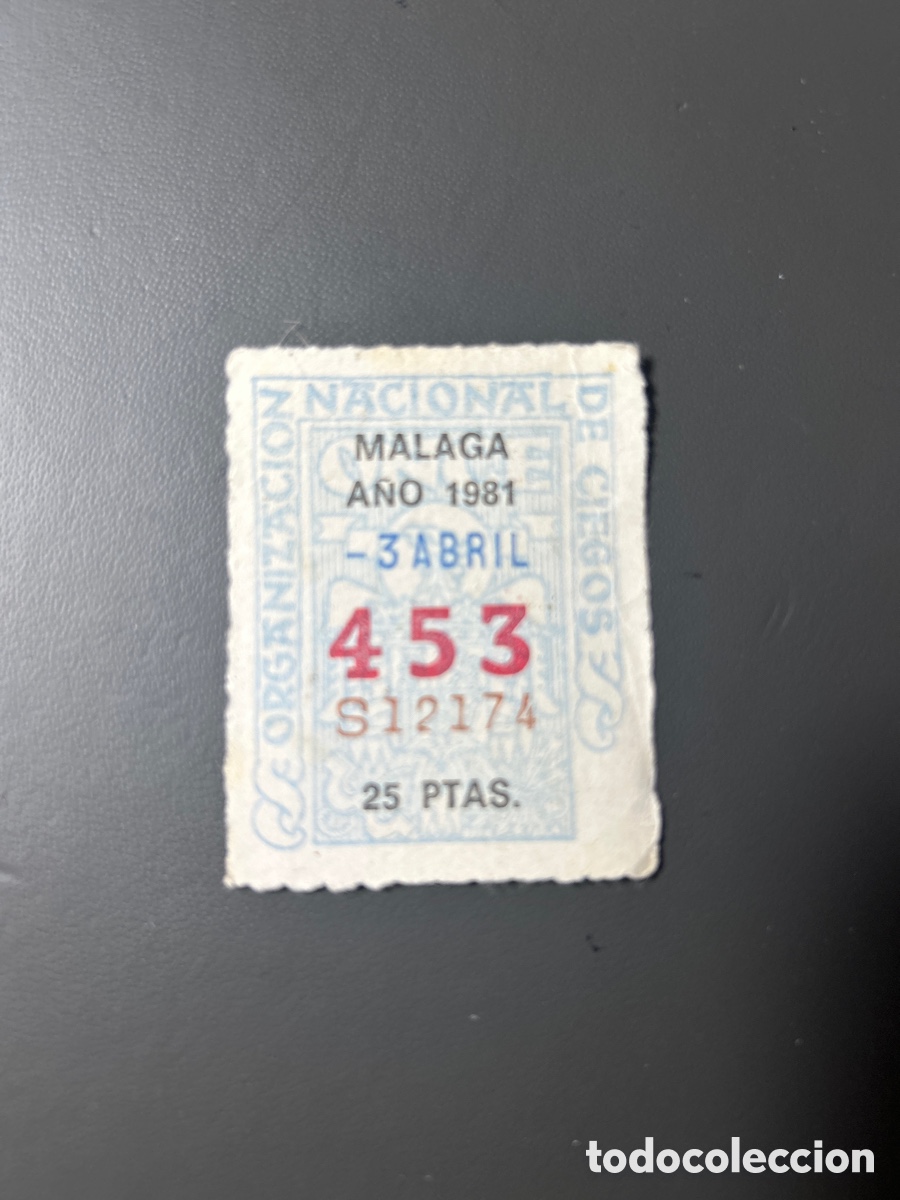 Cupones ONCE: Cupon Once A&ntilde;o 1981 Malaga 3 Abril N&uacute;m 453 - Foto 1