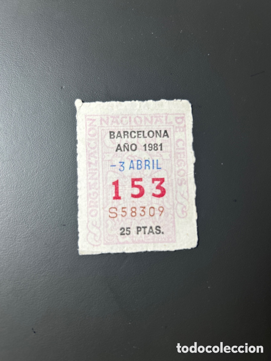 Cupones ONCE: Cupon Once A&ntilde;o 1981 Barcelona 3 Abril N&uacute;m 153 - Foto 1