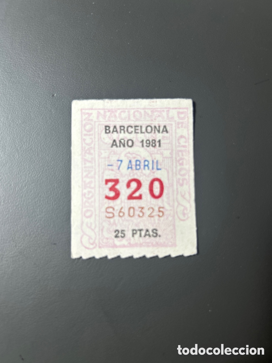 Cupones ONCE: Cupon Once A&ntilde;o 1981 Barcelona 7 Abril N&uacute;m 320 - Foto 1