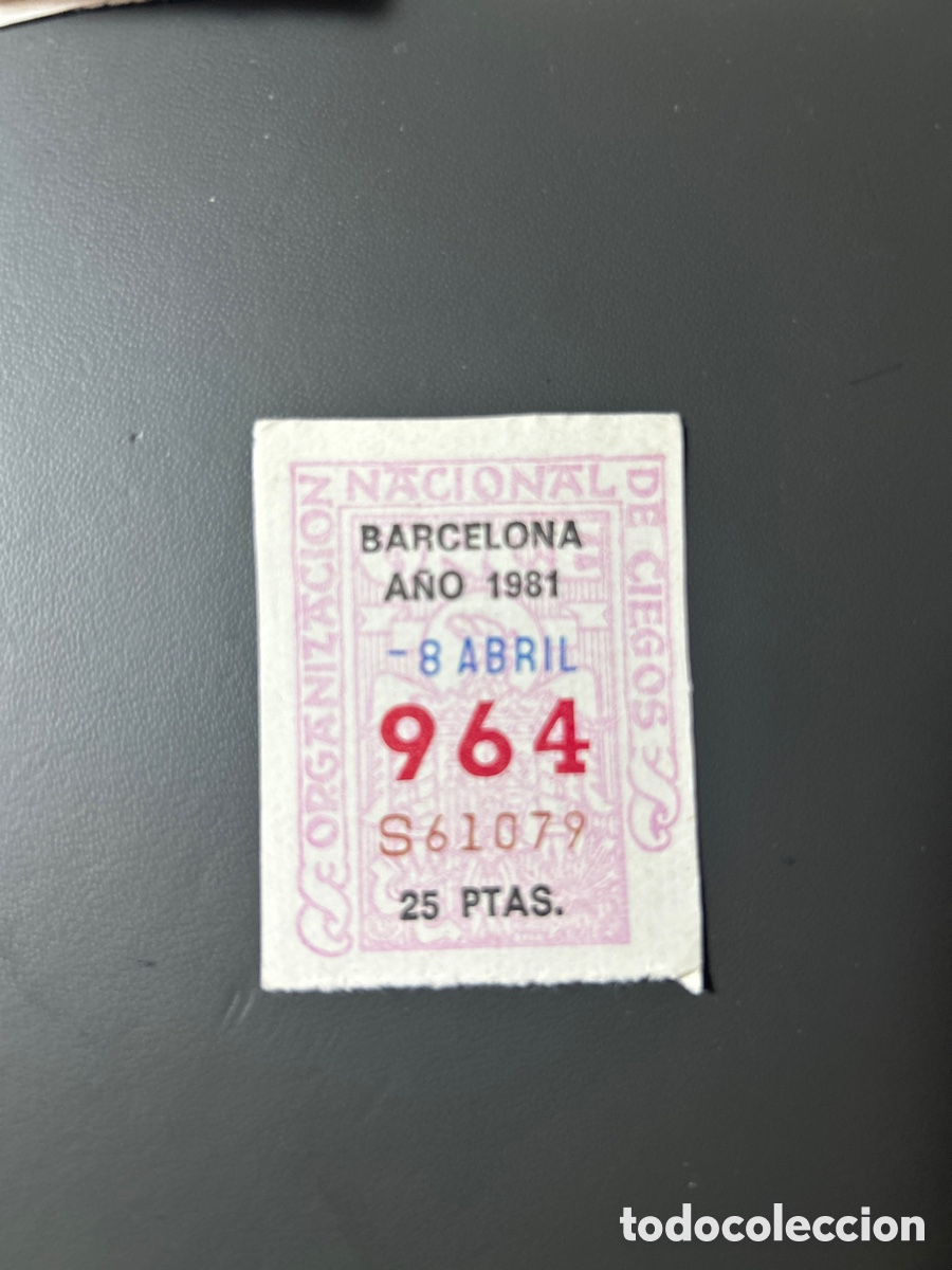 Cupones ONCE: Cupon Once A&ntilde;o 1981 Barcelona 8 Abril N&uacute;m 964 - Foto 1