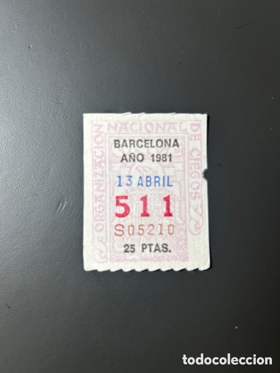 Cupones ONCE: Cupon Once A&ntilde;o 1981 Barcelona 13 Abril N&uacute;m 511 - Foto 1