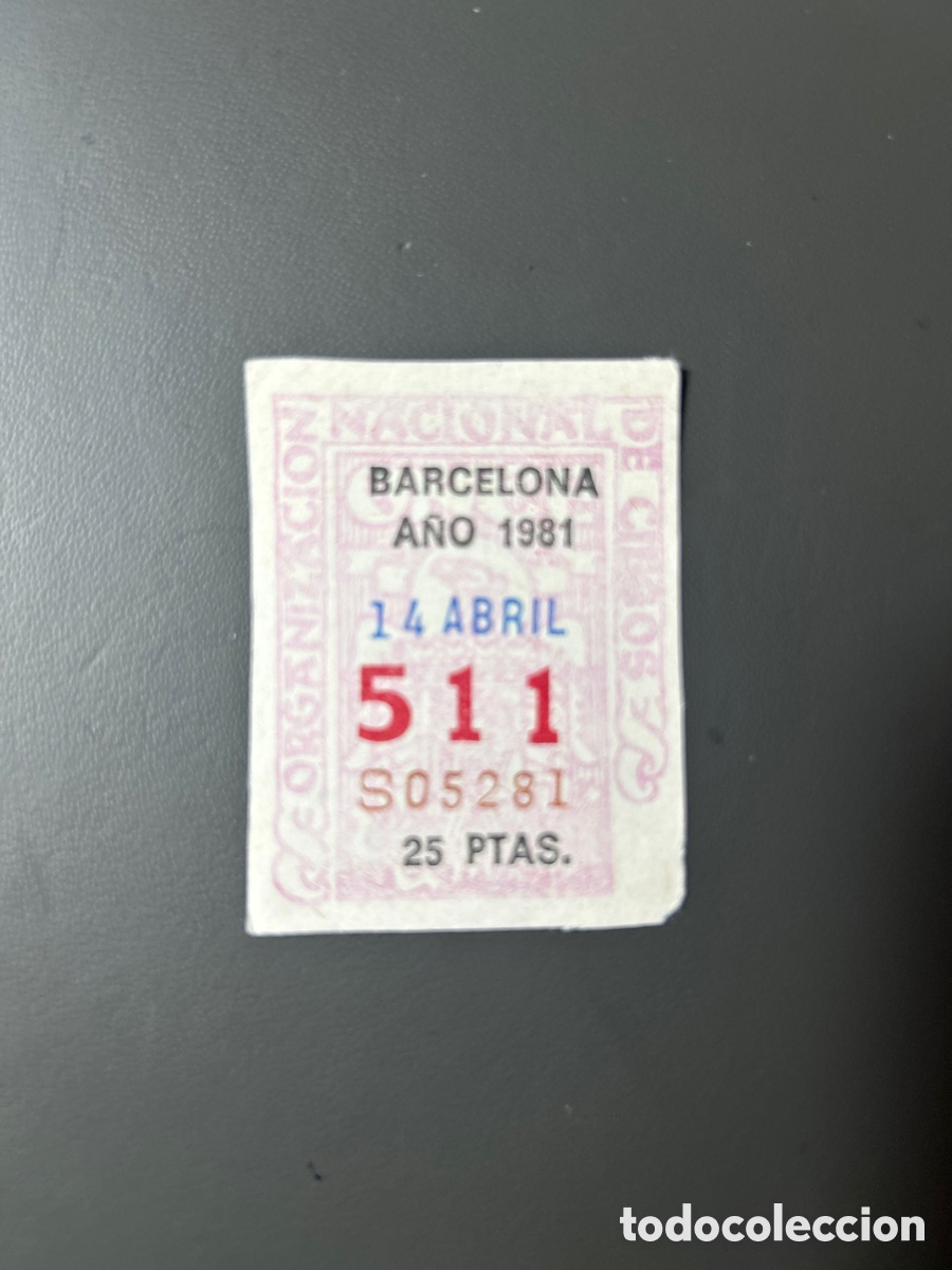 Cupones ONCE: Cupon Once A&ntilde;o 1981 Barcelona 14 Abril N&uacute;m 511 - Foto 1