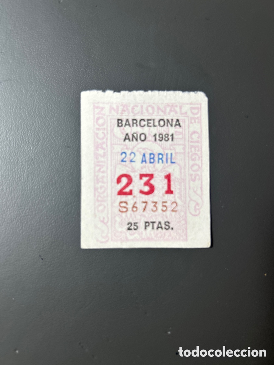 Cupones ONCE: Cupon Once A&ntilde;o 1981 Barcelona 22 Abril N&uacute;m 231 - Foto 1