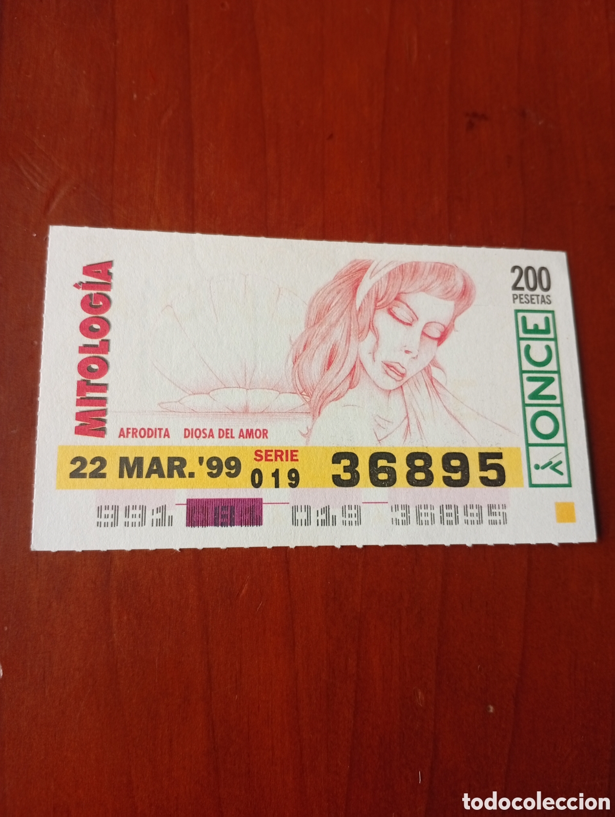 Cupones ONCE: CUPON ONCE 1999 MITOLOGIA AFRODITA DIOSA DEL AMOR - Foto 1