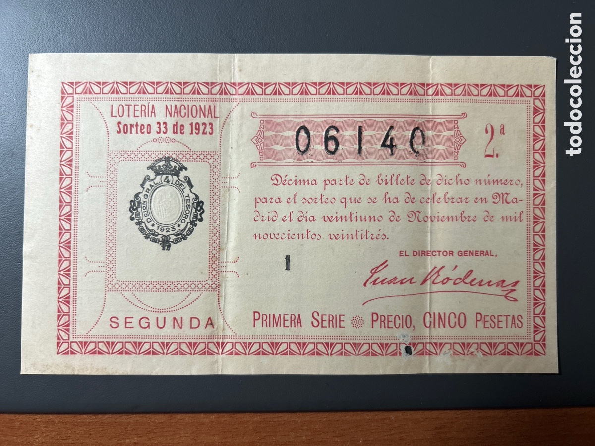 Cupones ONCE: Loteria A&ntilde;o 1923 Sorteo 33 - Foto 1