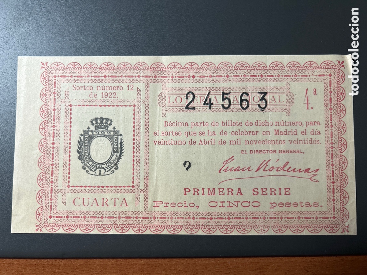 Cupones ONCE: Loteria A&ntilde;o 1922 Sorteo 12 - Foto 1