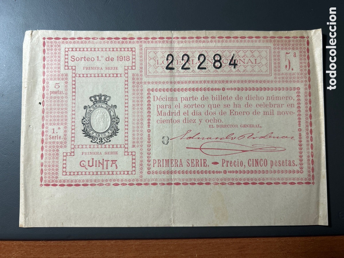 Cupones ONCE: Loteria A&ntilde;o 1918 Sorteo 1 - Foto 1