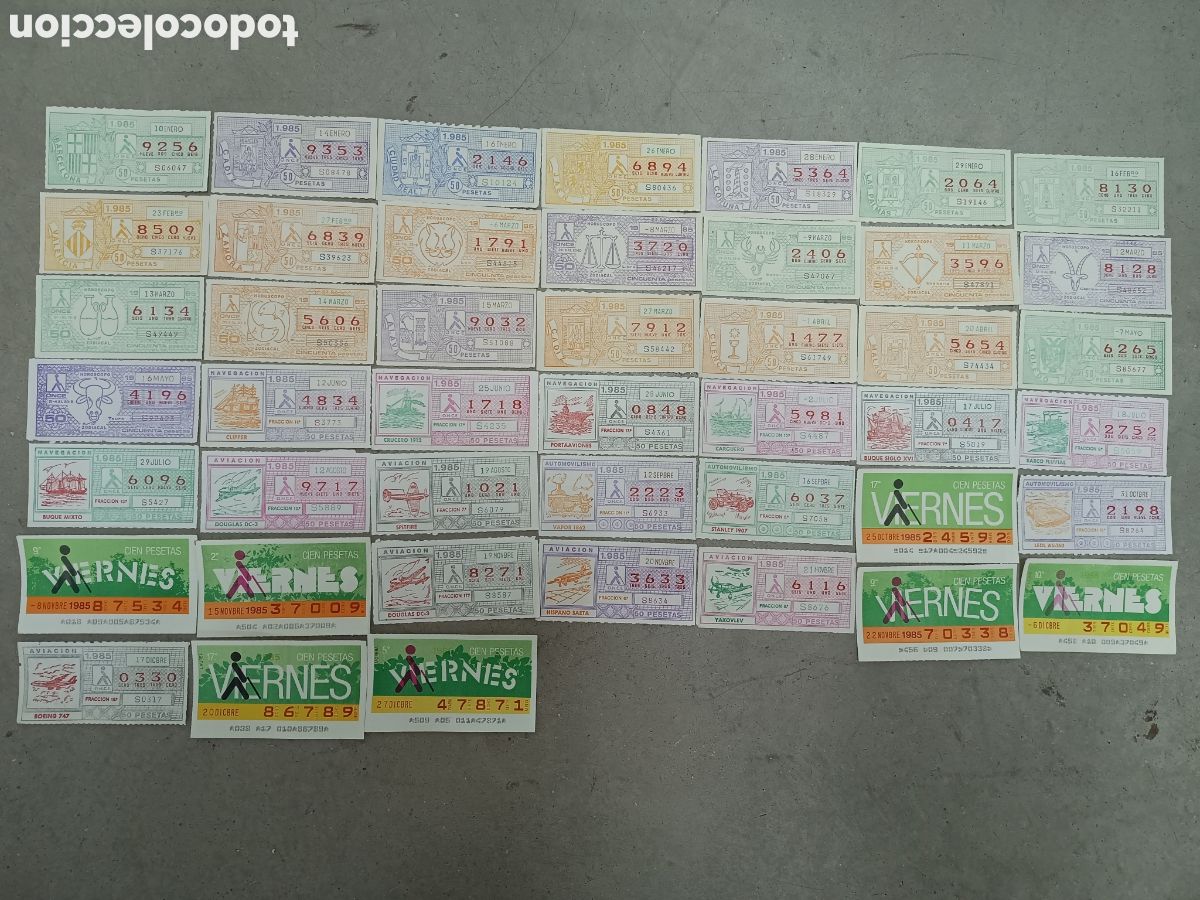Cupones ONCE: 45 CUPONES DE LA ONCE DE 1985 - SORTEOS DIFERENTES - Foto 1