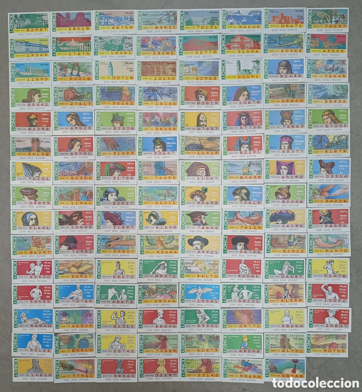 Cupones ONCE: 119 CUPONES DE LA ONCE DE 1989 - SORTEOS DIFERENTES - Foto 1