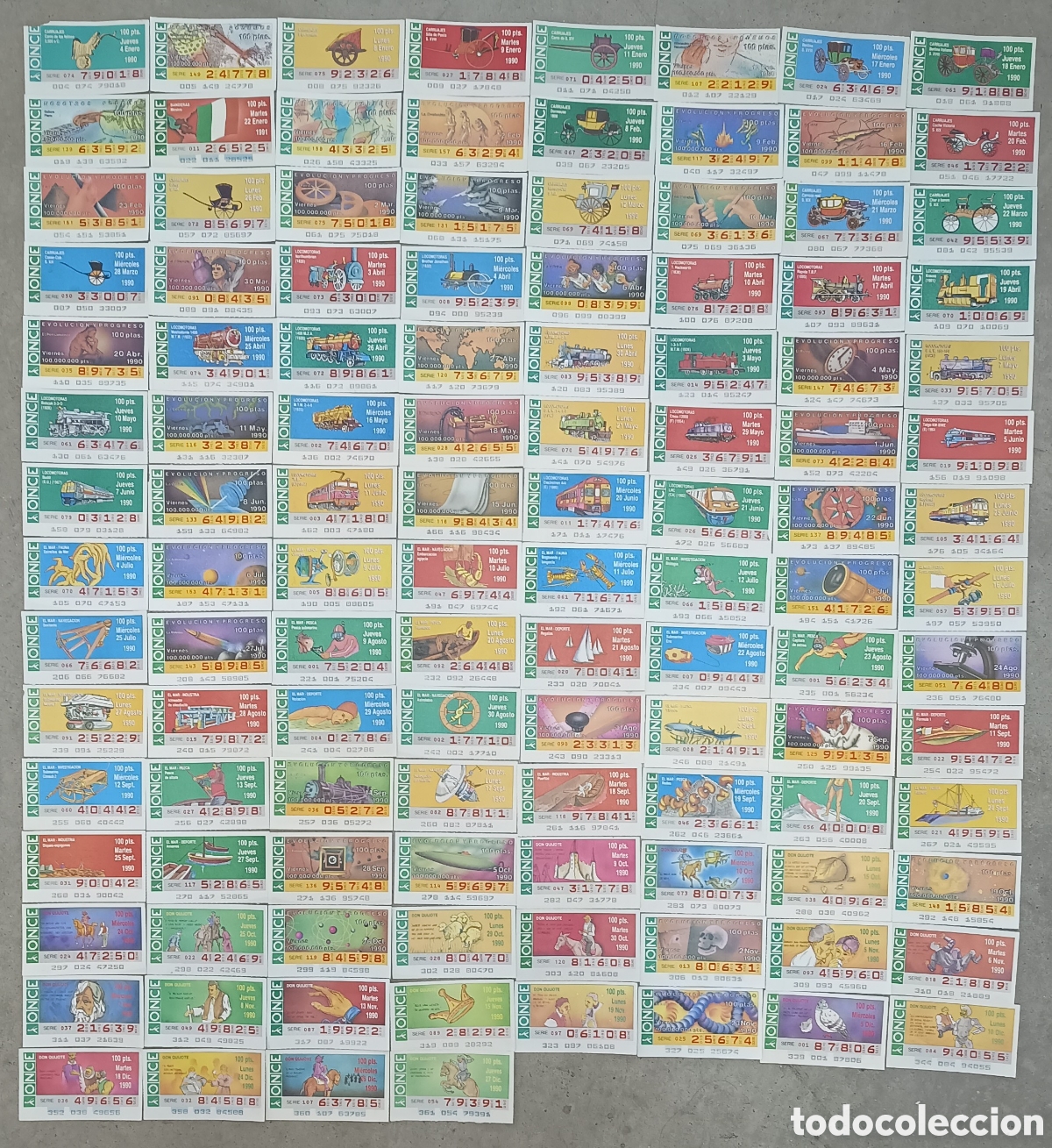 Cupones ONCE: 116 CUPONES DE LA ONCE DE 1990 - SORTEOS DIFERENTES - Foto 1