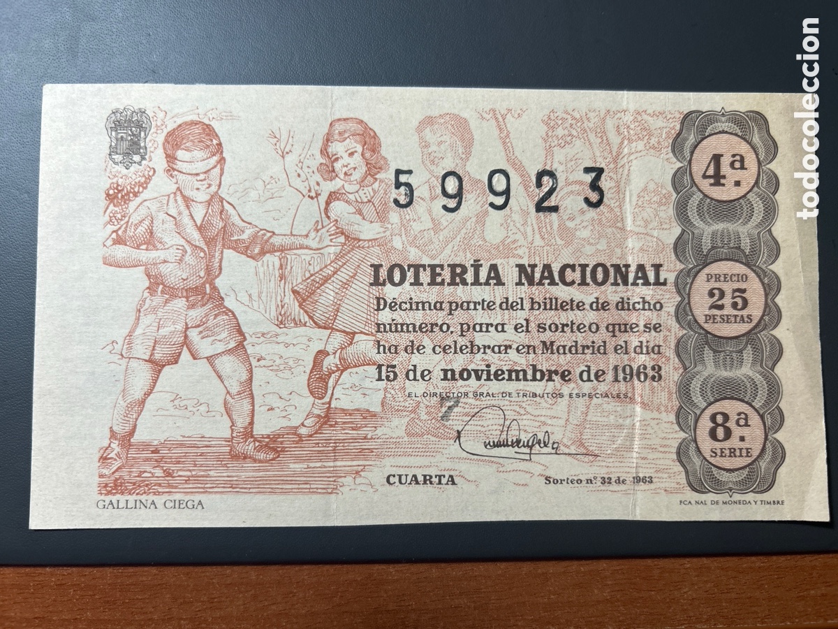 Cupones ONCE: Loteria A&ntilde;o 1963 Sorteo 32 - Foto 1