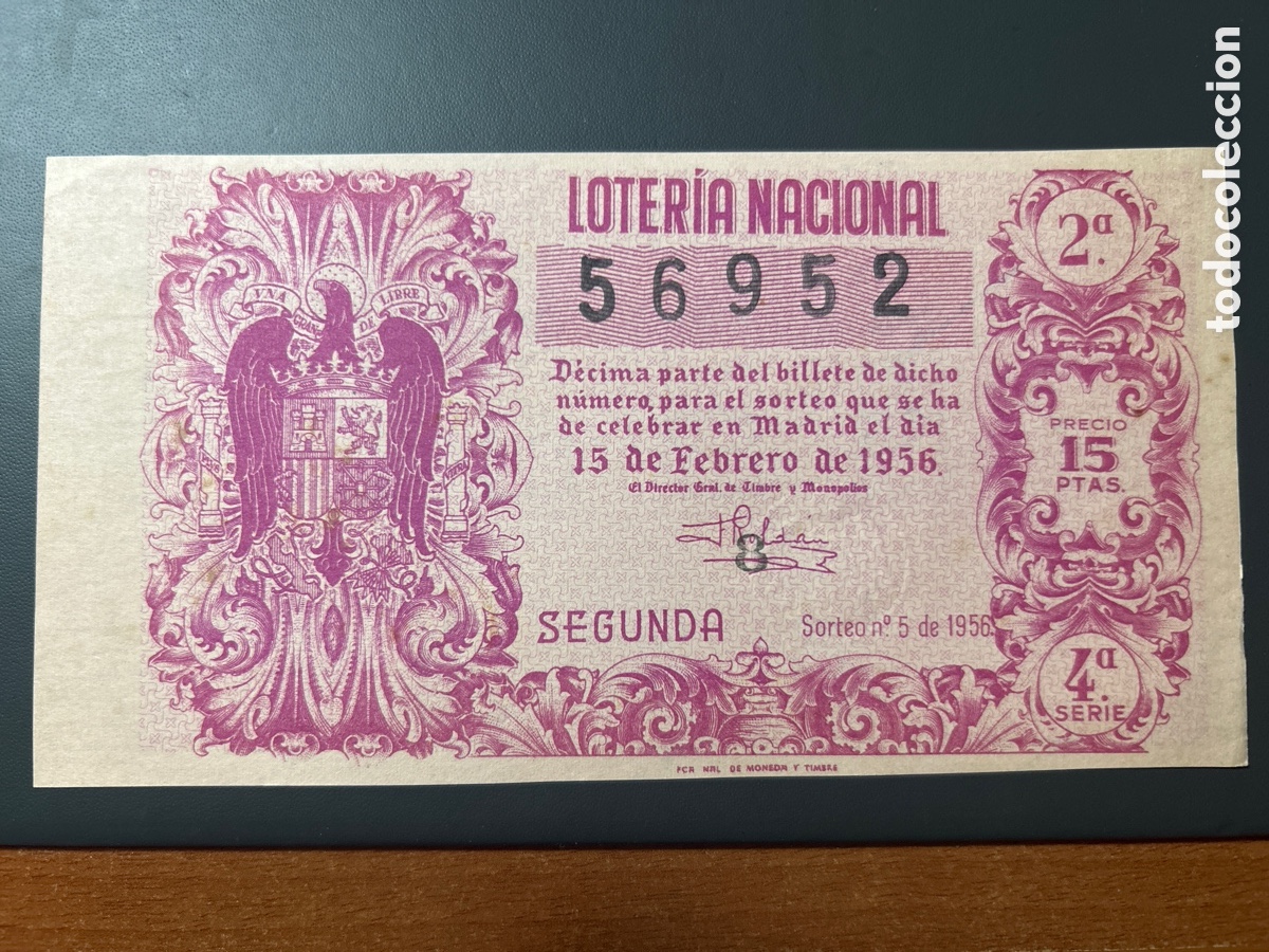 Cupones ONCE: Loteria A&ntilde;o 1956 Sorteo 5 - Foto 1