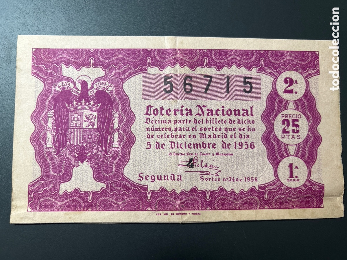Cupones ONCE: Loteria A&ntilde;o 1956 Sorteo 34 - Foto 1