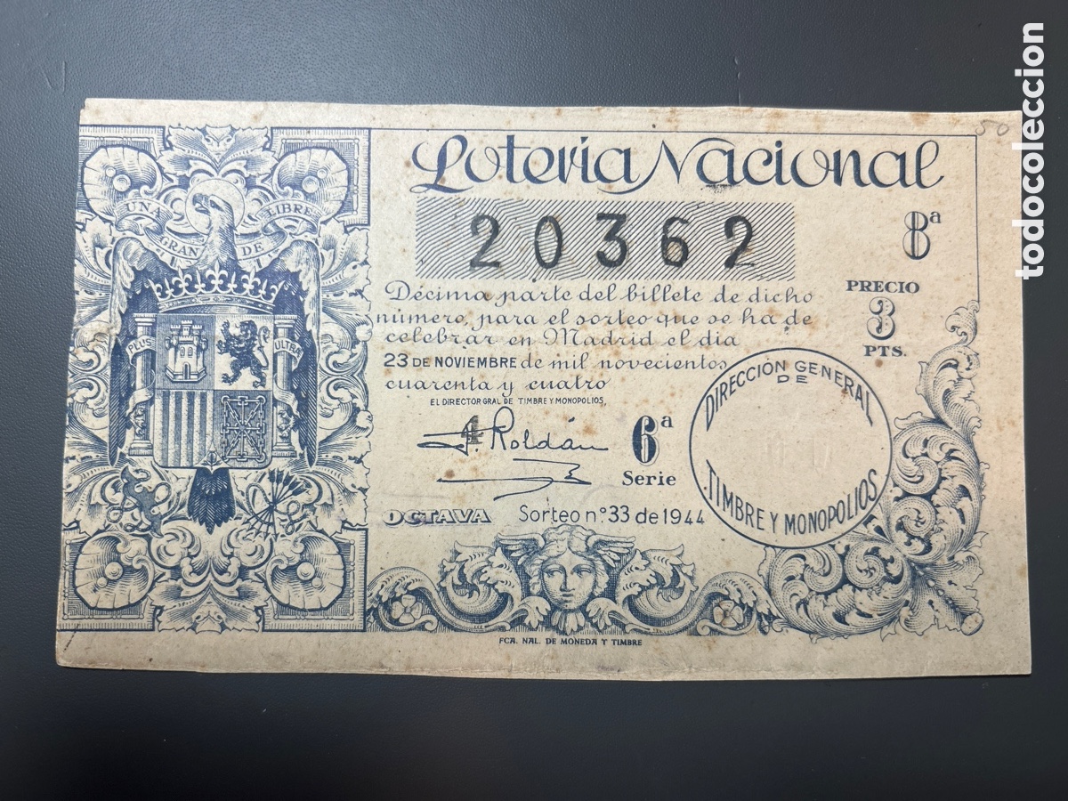 Cupones ONCE: Loteria A&ntilde;o 1944 Sorteo 33 - Foto 1